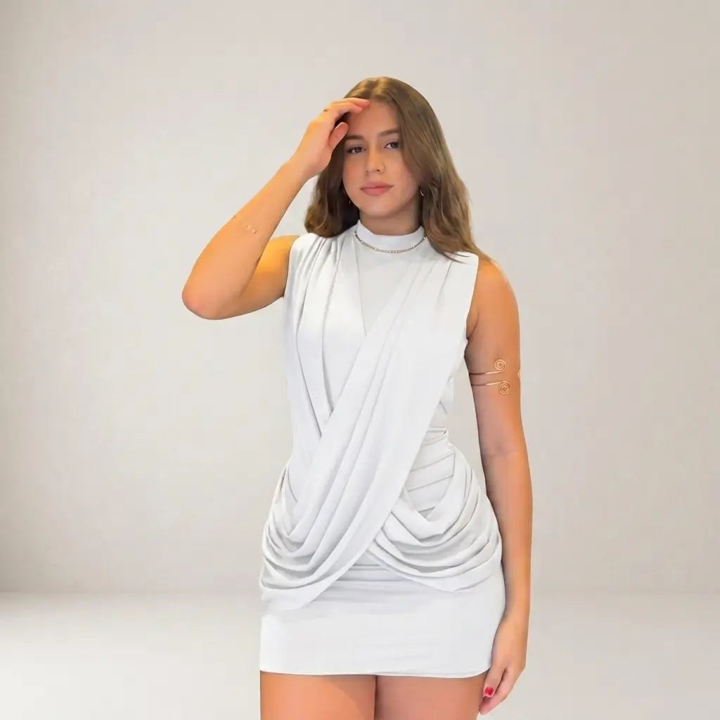 Vestido Sephora con Pliegos Cruzados: Elegancia y Comodidad