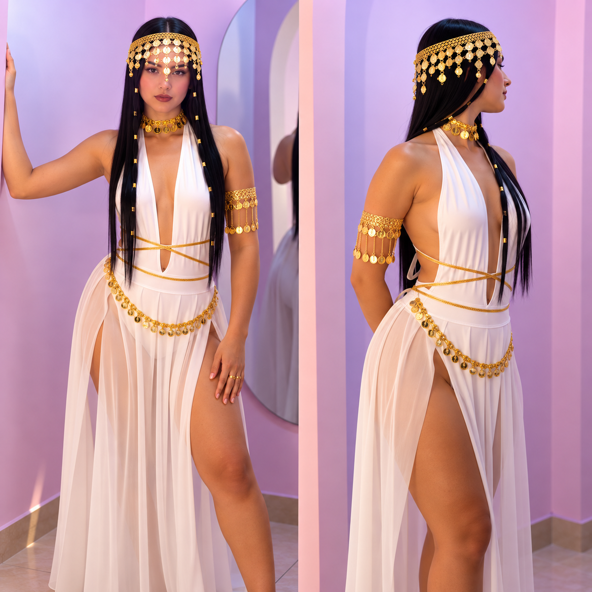 Disfraz de Cleopatra de 2 Piezas – Body, Falda, Accesorios