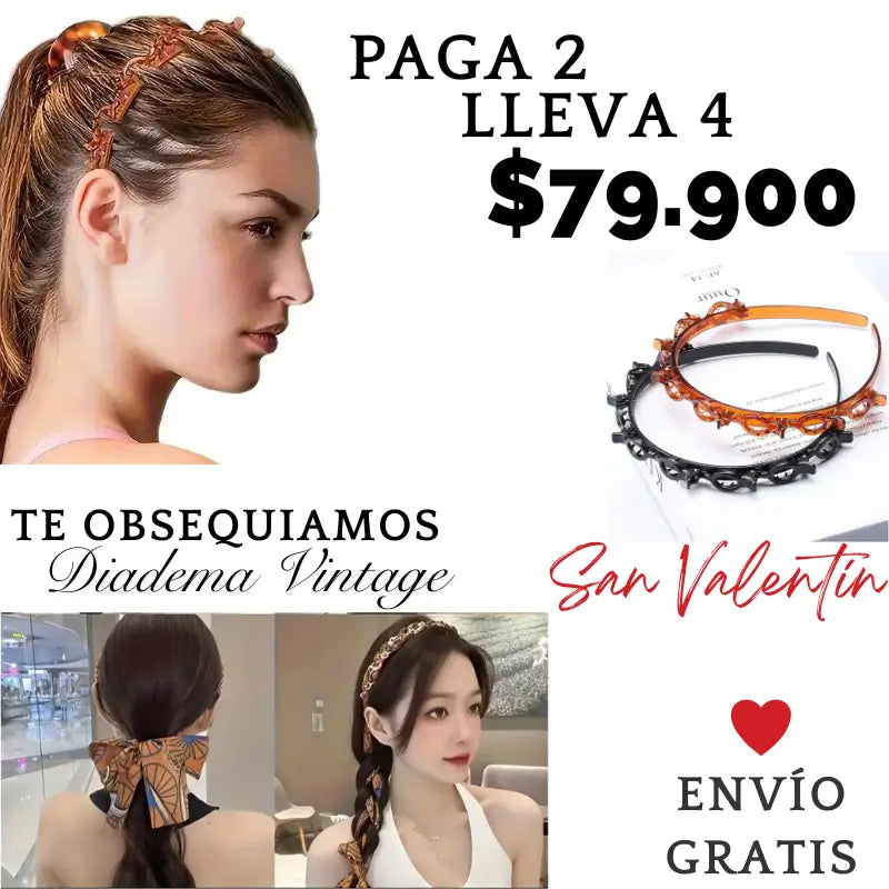 Diadema Elegante Vintage de Pinza, Perfecto para Peinados Diarios de Mujer