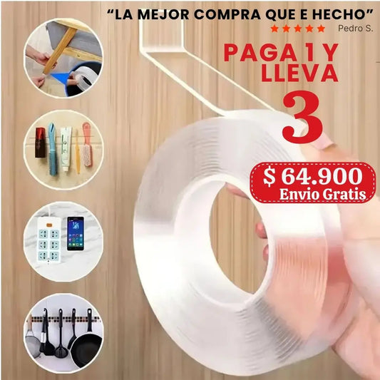 PROMO 3x1 Cinta de alta Resistencia, Doble Faz Lavable Y Reutilizable