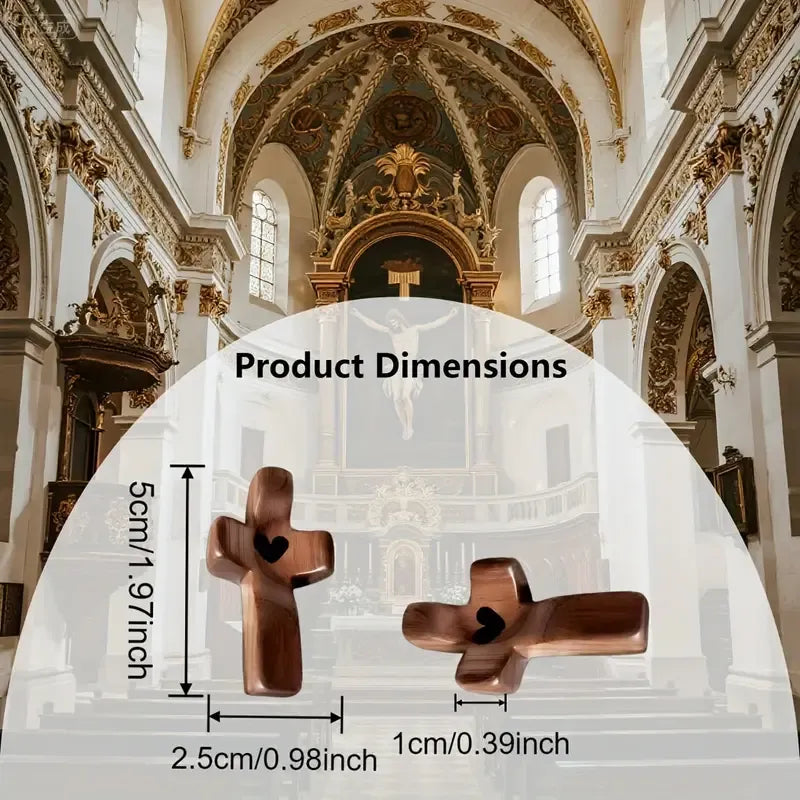 ✝️Cruz en madera de nogal negro hecha a mano Mi Corazón; Un Rayo de Fe y Calma en Cada Toque