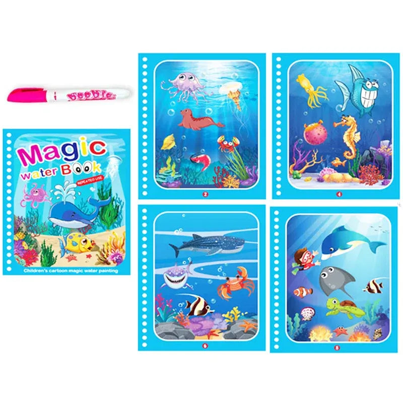 Libro mágico en tinta agua reutilizable para niños