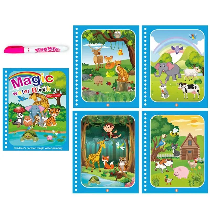 Libro mágico en tinta agua reutilizable para niños